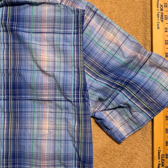 Tommy Hilfiger Mens Sz XL Button Up Blue 80s 2 Ply Fabric Plaid Short Sleeve (G) - Picture 3 of 7